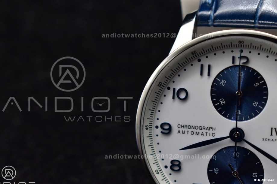 A Dial Chrono Blue Strap ZF Blue on Best 1:1 Portuguese Edition 1019 White SmartChoice Leather IW371620 0406